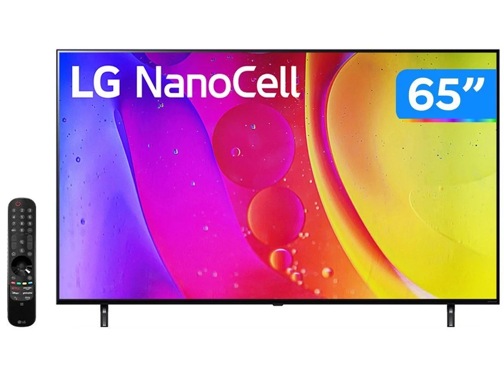 Smart TV LG 65 Polegadas 4K, Wi-Fi, Nanocell Com A5, Gen5 Ai, Processador 4K, Controle Smart Magic, Google, Alexa - 65NANO80SQA Smart TV LG 65 Polegadas 4K, Wi-Fi, Nanocell Com A5, Gen5 Ai, Processador 4K, Controle Smart Magic, Google, Alexa - 65NANO80SQA
