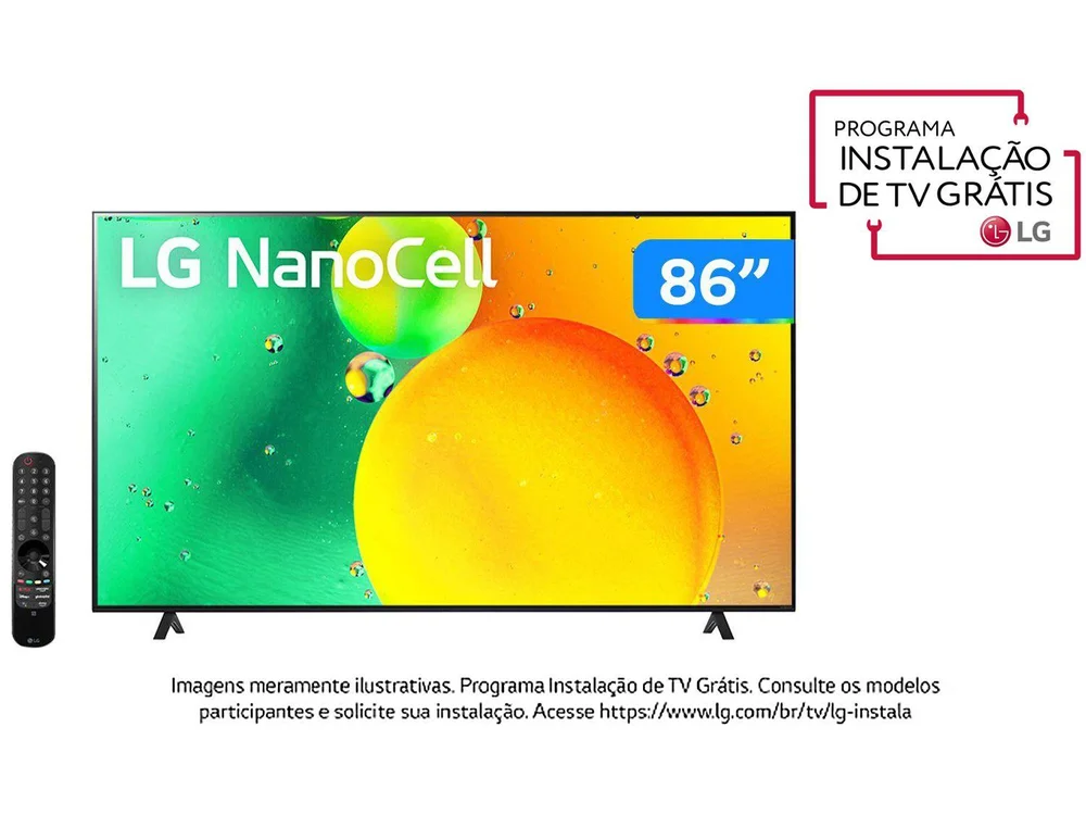 Smart Tv LG 86NANO75SQA, 86 polegadas, 4K, HDMI, USB, Nanocell, Geforce Now, Thinqai Smart Magic