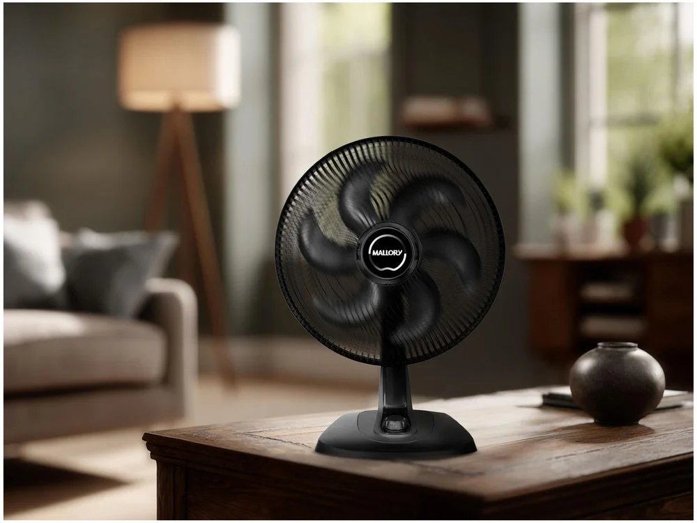 Ventilador Mesa 40cm Mallory Fresh Ts 6 Pas, 3 Velocidade, Preto, 220v