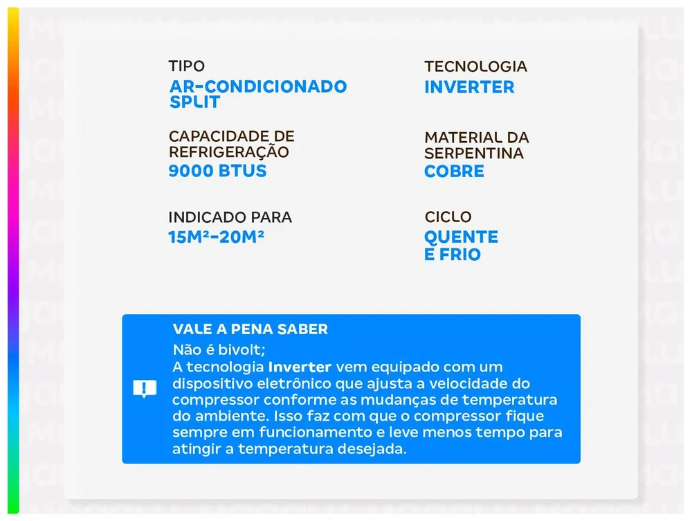 Ar Condicionado Split 9.000 BTUs Philco Inverter Quente e Frio PAS9QT 96662829