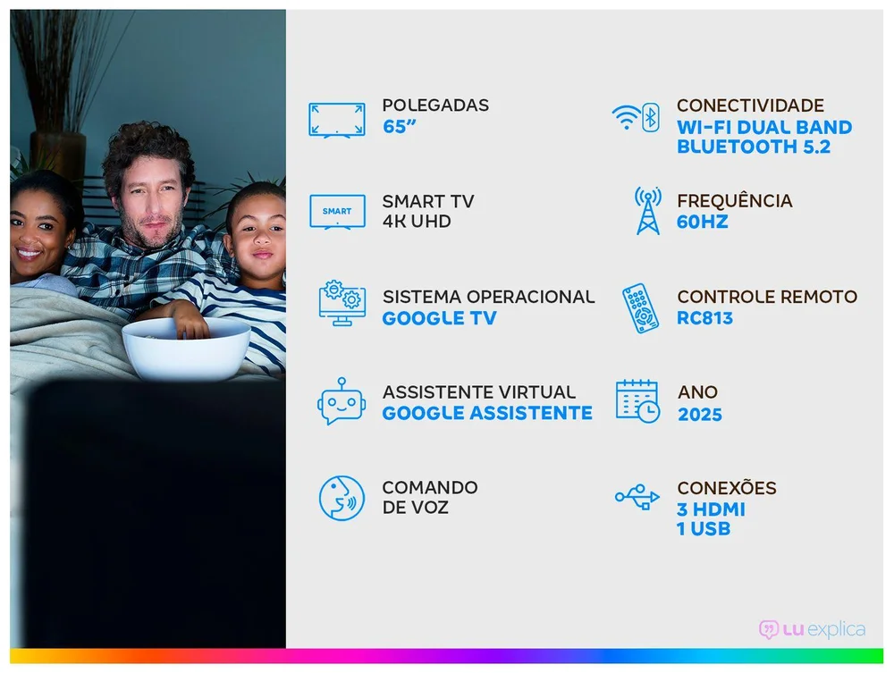 Smart TV 65"" TCL 4K UHD LED HVA Google TV 65S62 2025 - view 4