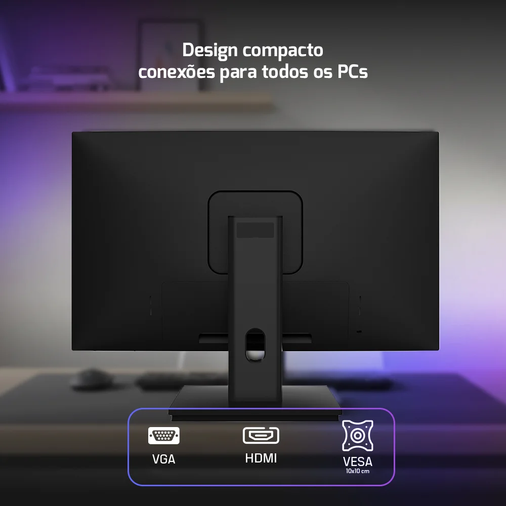 Monitor 24" Hq Pro, 100hz, Fullhd+ 1920x1080, Widescreen, HDMI, Vga, Vesa, Ajuste De Inclinação - M24100hq