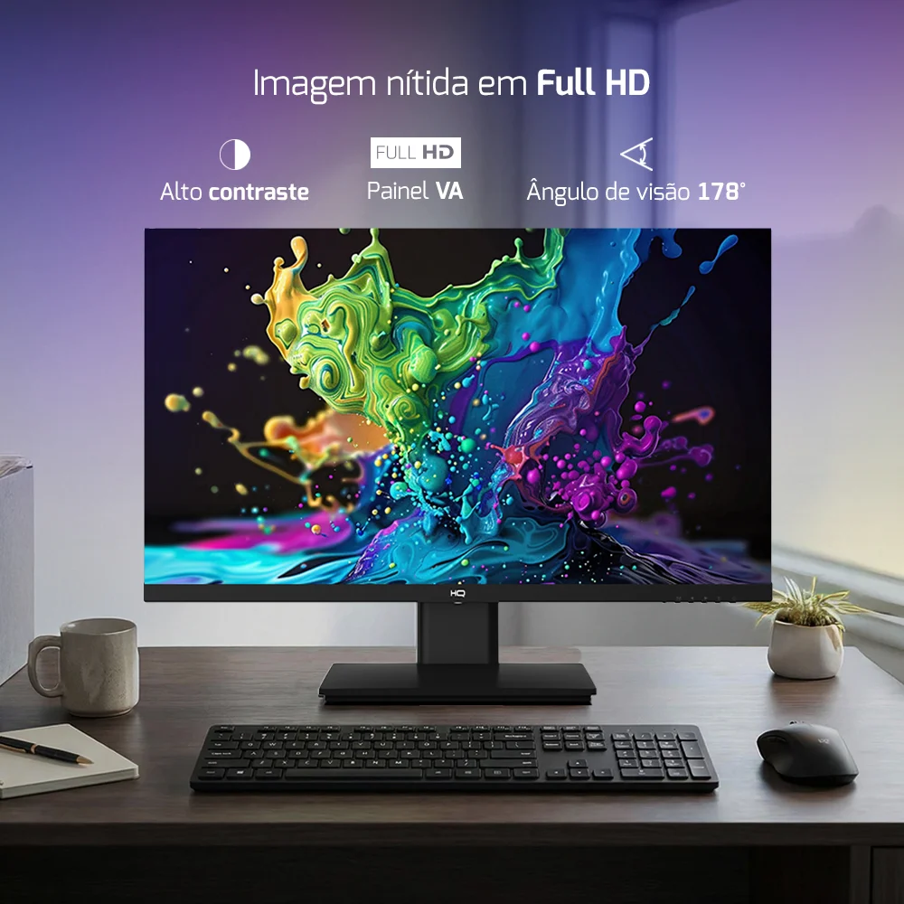 Monitor 24" Hq Pro, 100hz, Fullhd+ 1920x1080, Widescreen, HDMI, Vga, Vesa, Ajuste De Inclinação - M24100hq