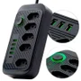 Filtro De Linha + Dps Regua De Energia Com 3 Usb + Tipo C E 5 Tomadas 3p Bivolt Universal C/ Protetor Descarga De Energia Cabo 2m