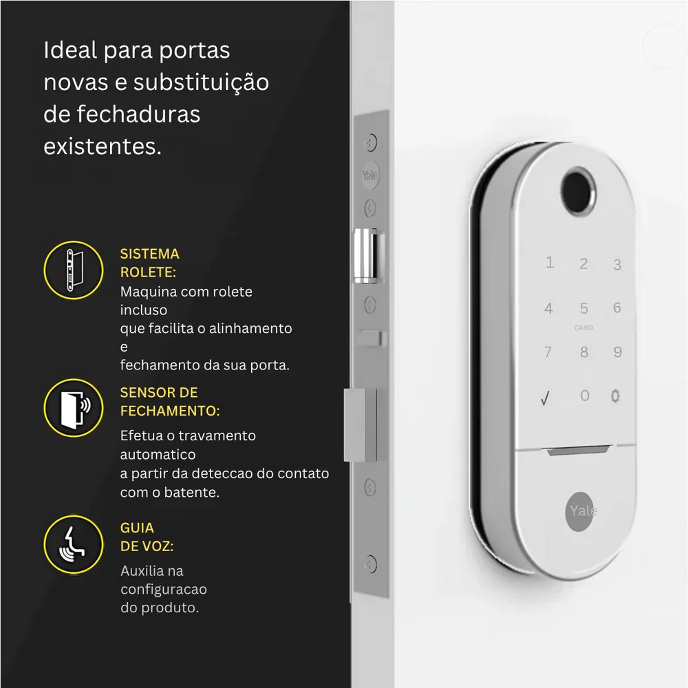 Fechadura Digital Yale Modelo Lia Branca Com Biometria