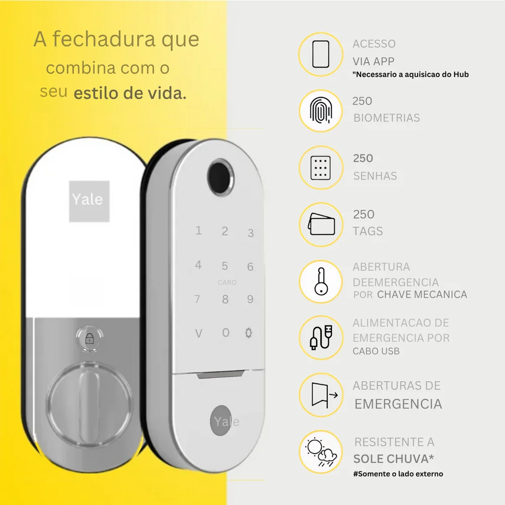 Fechadura Digital Yale Modelo Lia Branca Com Biometria