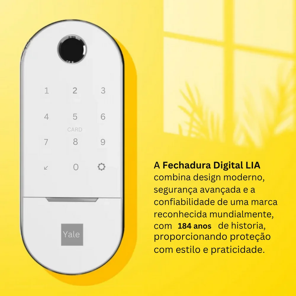 Fechadura Digital Yale Modelo Lia Branca Com Biometria