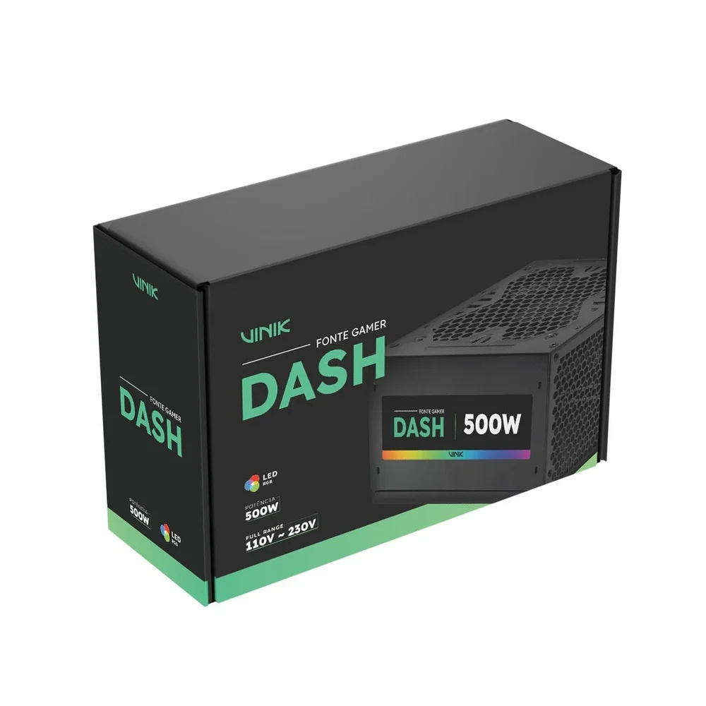 Fonte Gamer Dash 500w Preto Com Fan LED RGB - Vfg500wpr