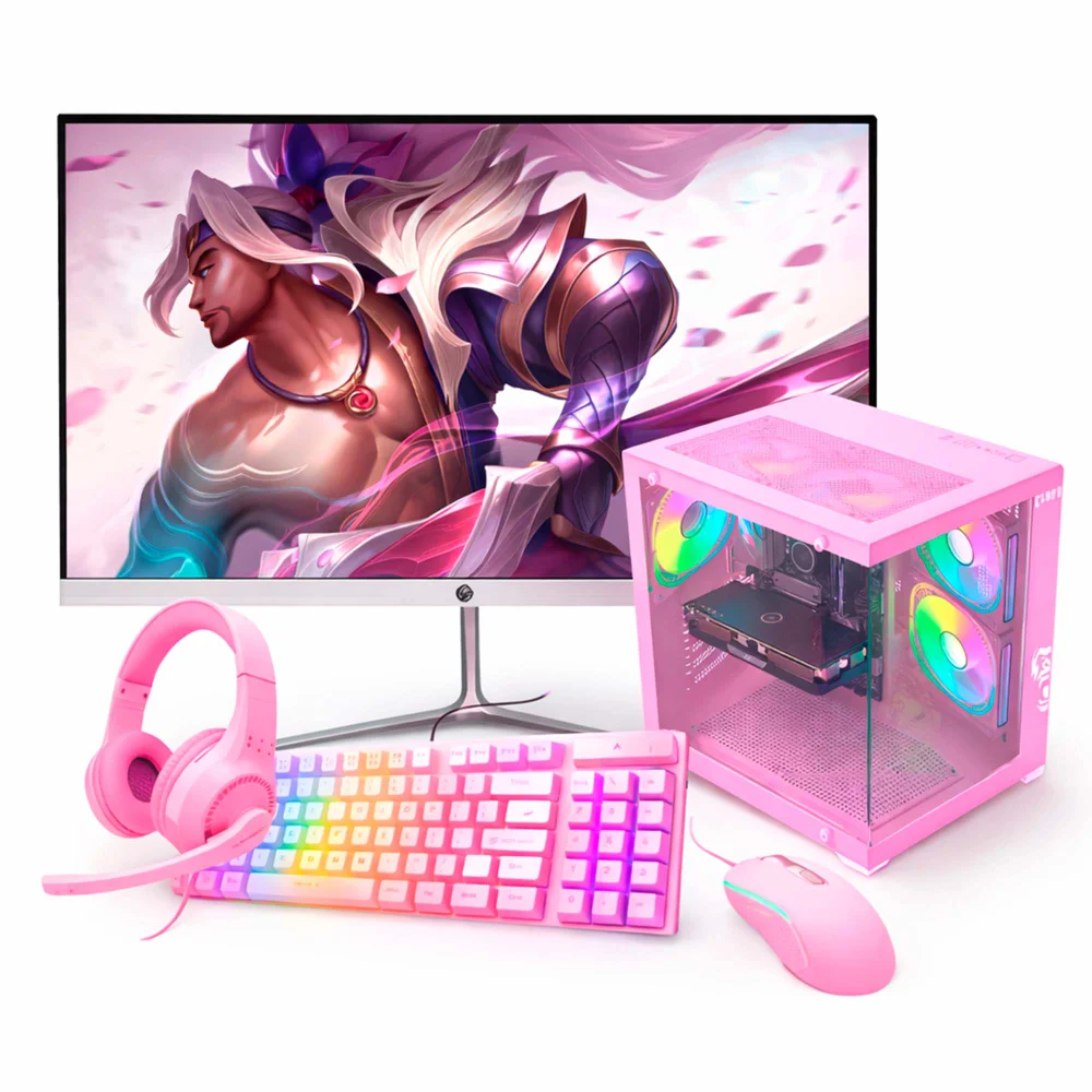 Computador Pc Gamer Rosa Ryzen 5 2400g 16gb Ram