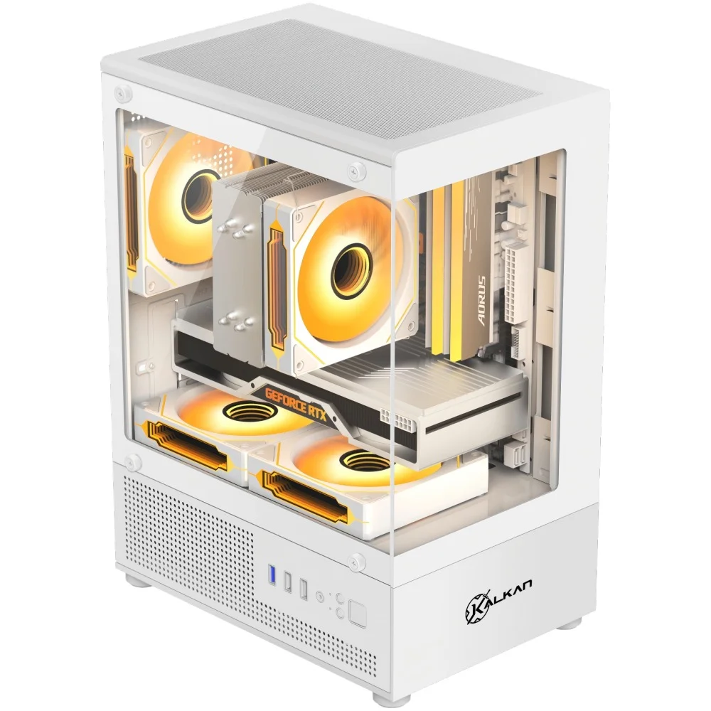 Gabinete Gamer Kalkan Hakon S/fan S/fonte Micro-atx Vidro Temperado Duplo Usb 3.0 Panorâmico Branco - Klk00081