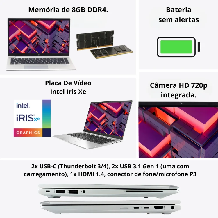 Usado - Notebook Hp Elitebook 840 G8 Core i5-1135g7 8GB SSD 256gb - view 4