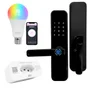 Kit Casa Inteligente Fechadura Digital Tomada Smart E Lâmpada RGB Wifi Alexa Google