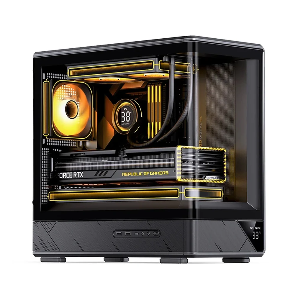 Gabinete Gamer Aquário Jonsbo D200 Preto Com Display Digital M-atx Usb-c
