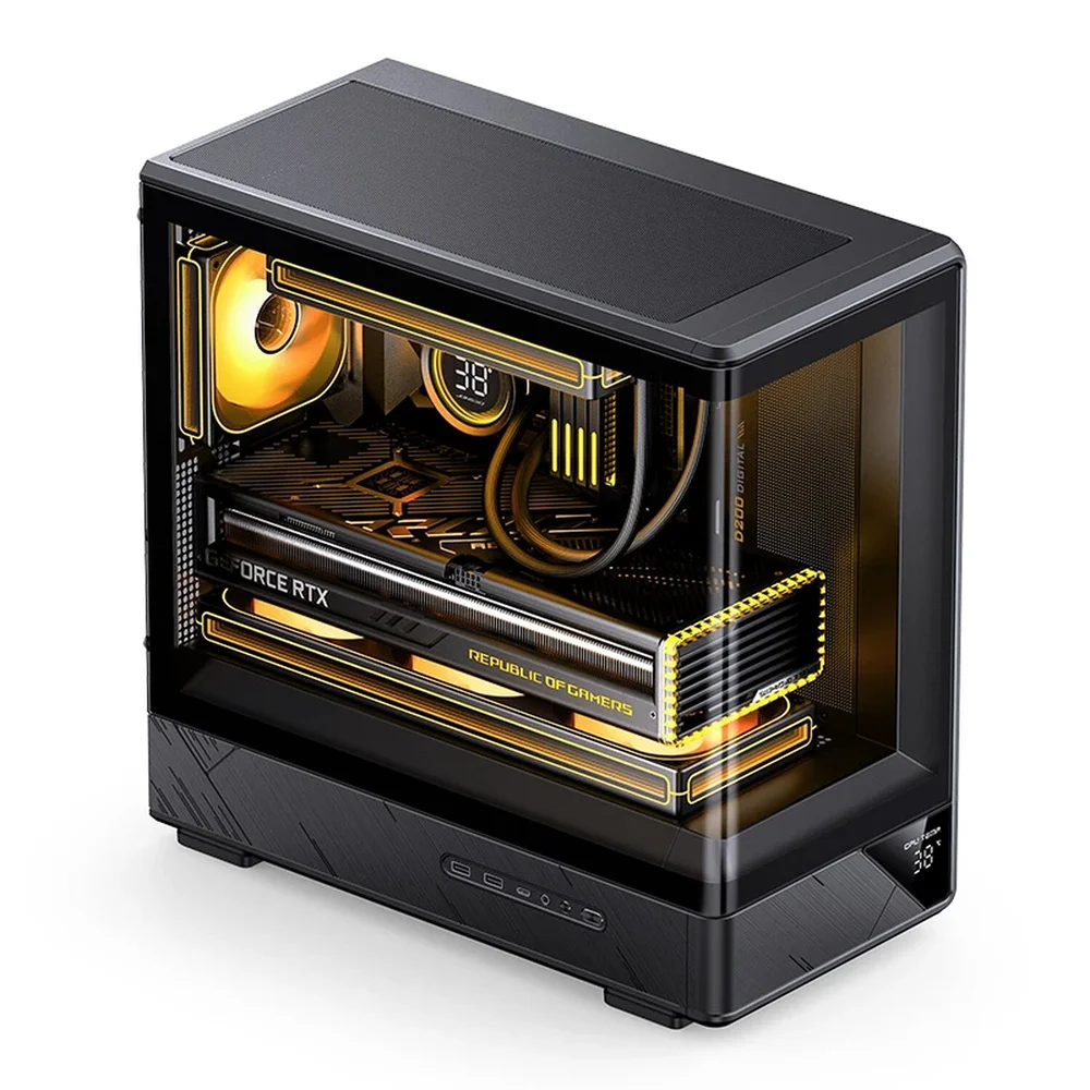 Gabinete Gamer Aquário Jonsbo D200 Preto Com Display Digital M-atx Usb-c