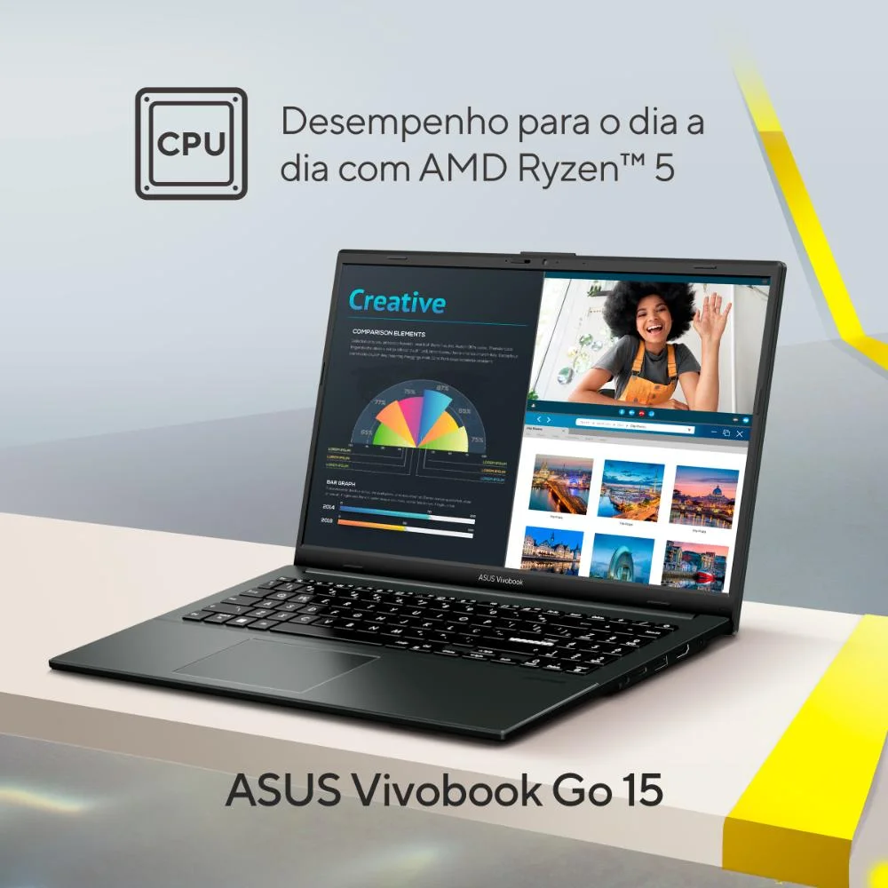 Notebook Asus Vivobook Go 15 E1504fa Amd Ryzen 5 16gb Ram 512gb SSD WINDOWS 11 Home 15,6" Lcd LED Fhd Nível Ips Nj1942w