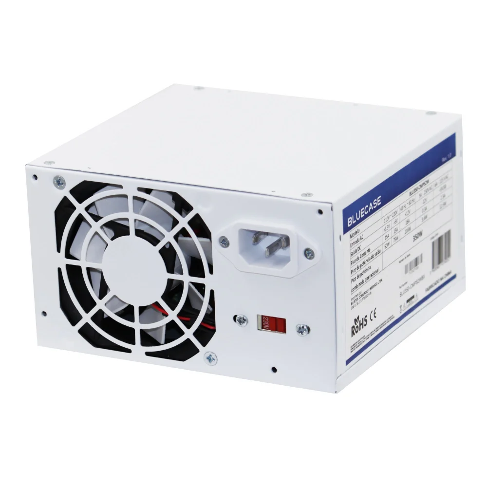 Fonte Atx 0350 W Bluecase, Blu350-cmps2wbx, Bivolt, Com Cabo, Com Caixa, Branca Fonte Atx 0350 W Bluecase, Blu350-cmps2wbx, Bivolt, Com Cabo, Com Caixa, Branca