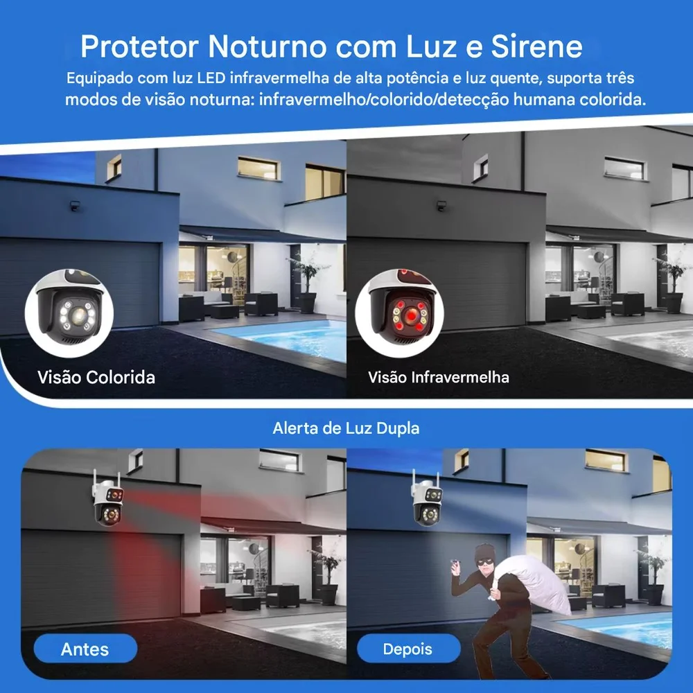 Kit 3 Cameras De Vigilancia Segurança Comercial Residencial  Wifi Uso Externo Interno Lente Dupla Câmera Ip Visao Noturn