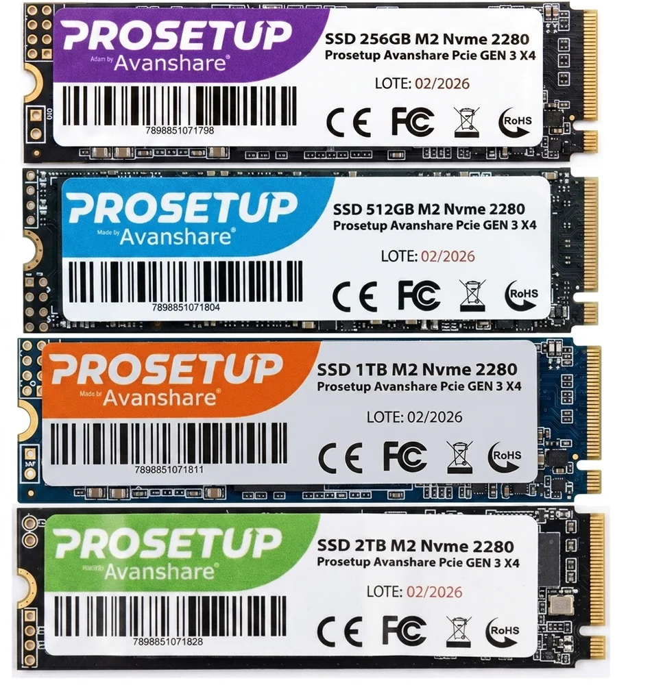 SSD 512gb M2 Nvme 2280 Prosetup Avanshare PCie Gen 3 X4 Leitura 1700mb/s Gravacao 1100mb/s SSD 512gb M2 Nvme 2280 Prosetup Avanshare PCie Gen 3 X4 Leitura 1700mb/s Gravacao 1100mb/s