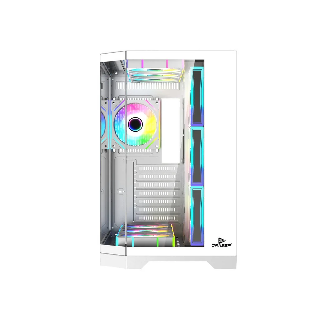 Gabinete Gamer Mid Tower Áquario Vidro Temperado White Atx/m-atx Sem Fonte Com 7 Fans Rainbow RGB D-matx08 Gabinete Gamer Mid Tower Áquario Vidro Temperado White Atx/m-atx Sem Fonte Com 7 Fans Rainbow RGB D-matx08