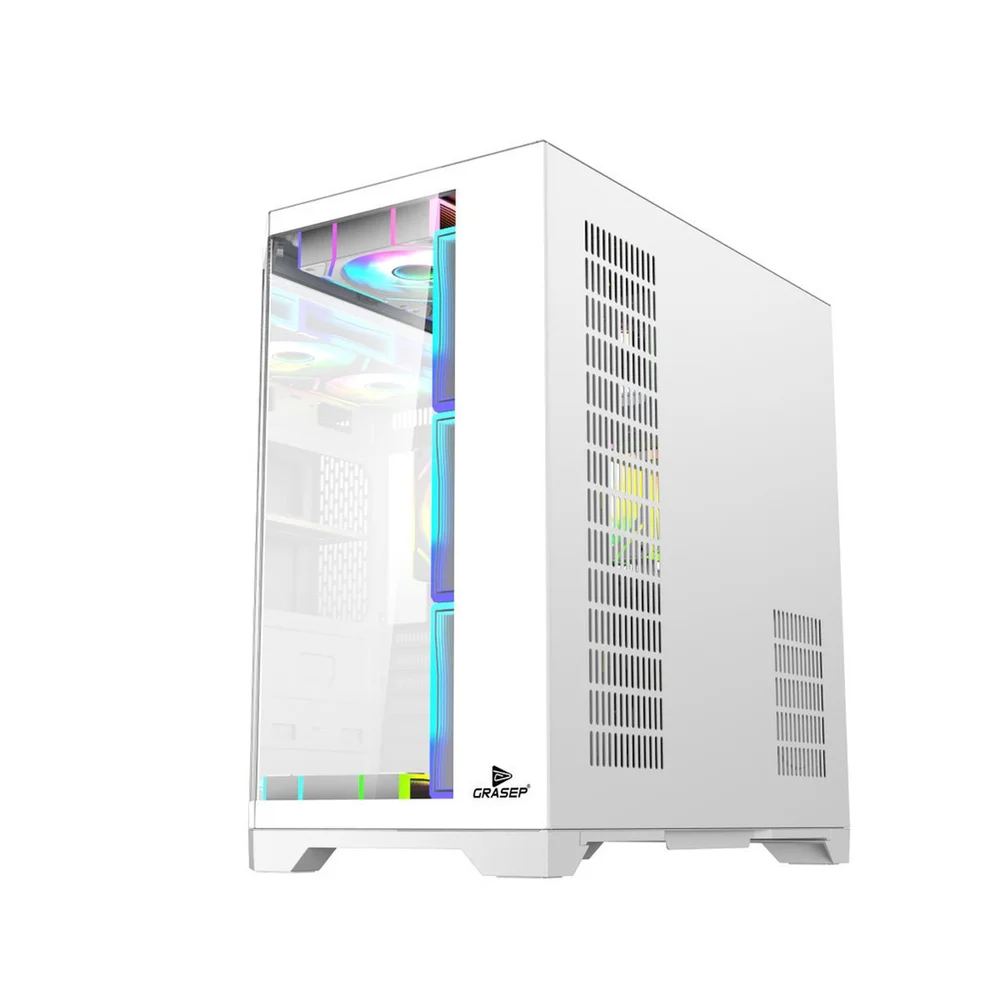 Gabinete Gamer Mid Tower Áquario Vidro Temperado White Atx/m-atx Sem Fonte Com 7 Fans Rainbow RGB D-matx08 Gabinete Gamer Mid Tower Áquario Vidro Temperado White Atx/m-atx Sem Fonte Com 7 Fans Rainbow RGB D-matx08