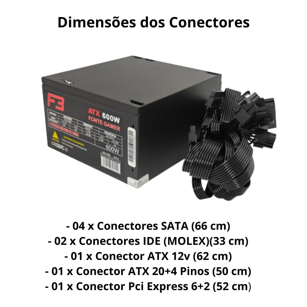 Fonte Atx 600w Real Gamer 80 Plus Bronze Bivolt Automatica Com Cabo
