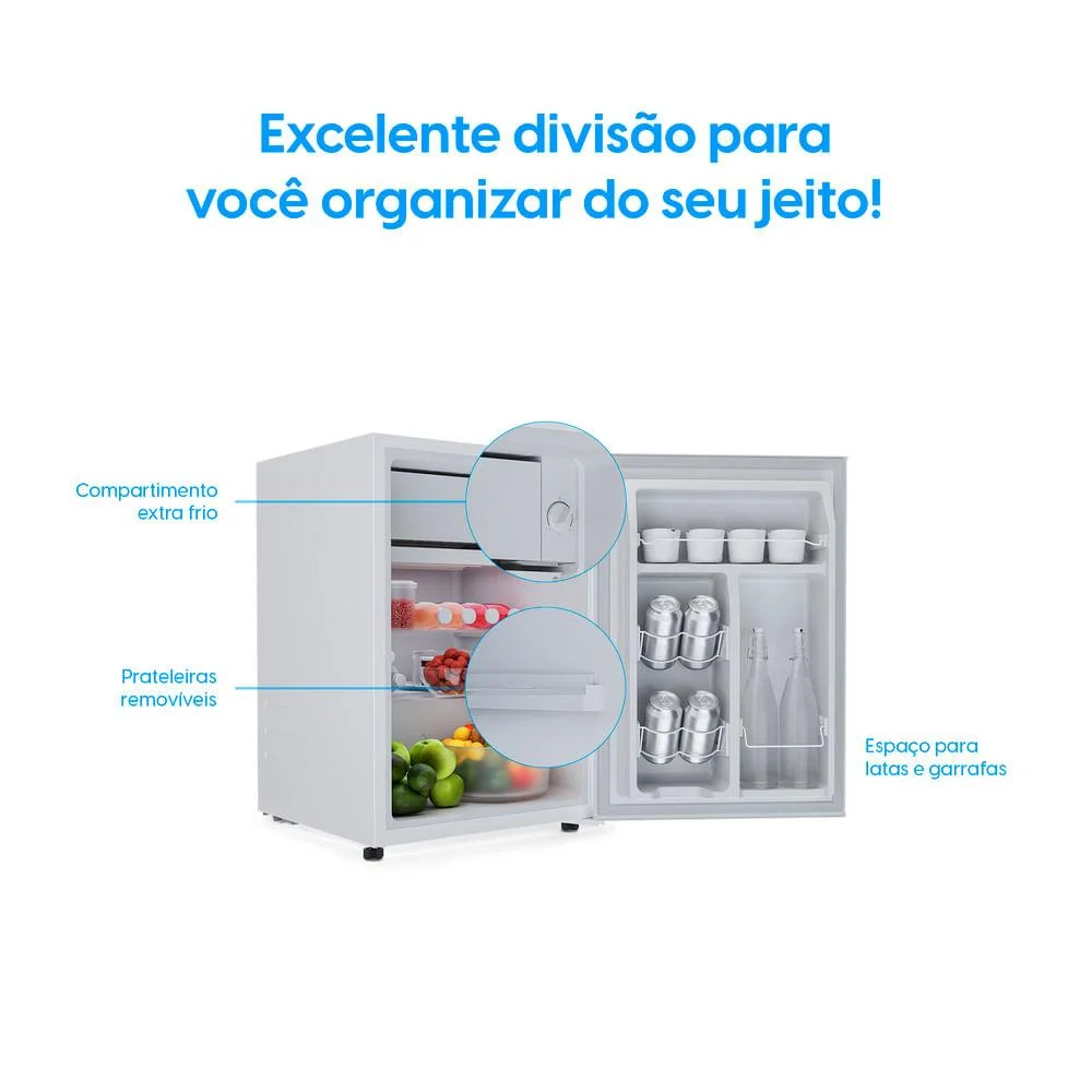 Frigobar 47 Litros Elgin Porta Reversível Compartimento Extra Frio Bafn047d2na Branco 220v