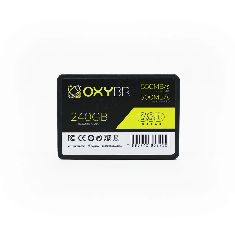 SSD Oxy 240GB, SATA3, LEITURA 550 MB/S, GRAVAÇÃO 350 MB/S SSD Oxy 240GB, SATA3, LEITURA 550 MB/S, GRAVAÇÃO 350 MB/S