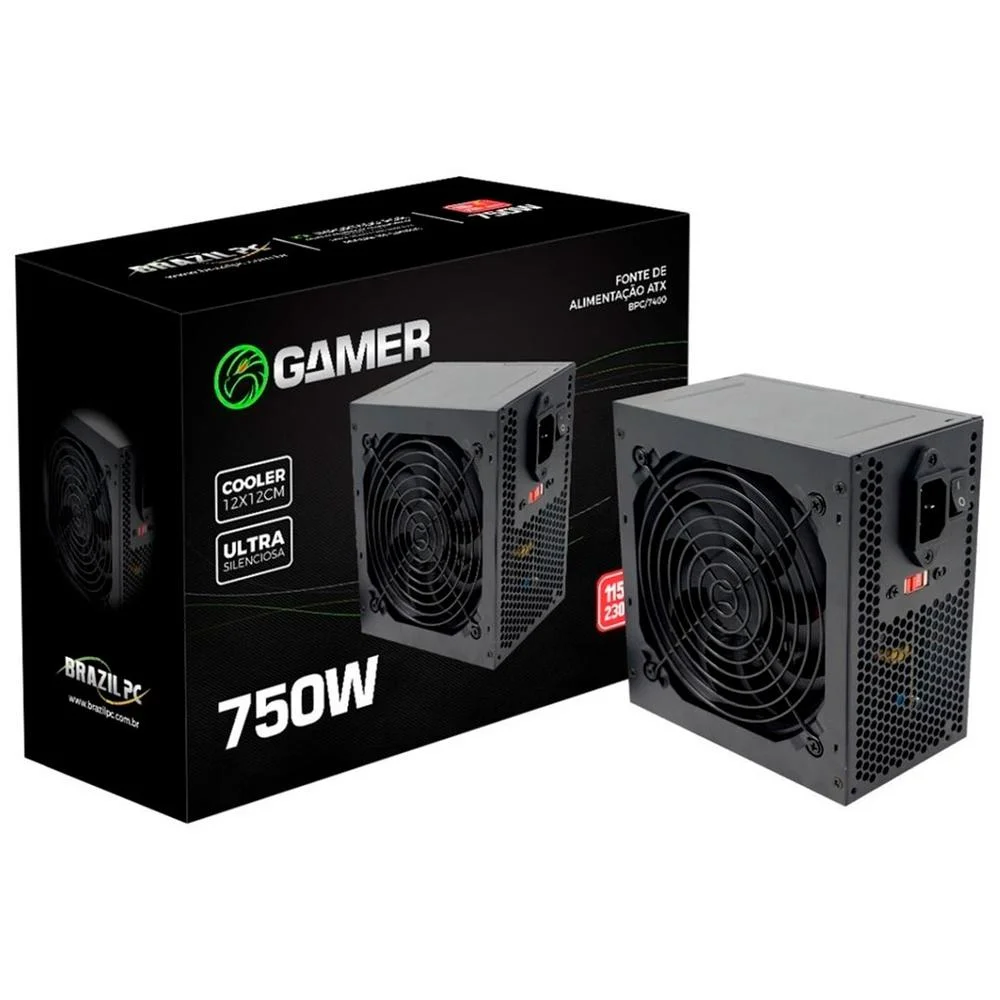 Fonte Brazil PC Gamer, 750W, Real Atx 24 Pinos - Bpc/7400-b Fonte Brazil PC Gamer, 750W, Real Atx 24 Pinos - Bpc/7400-b