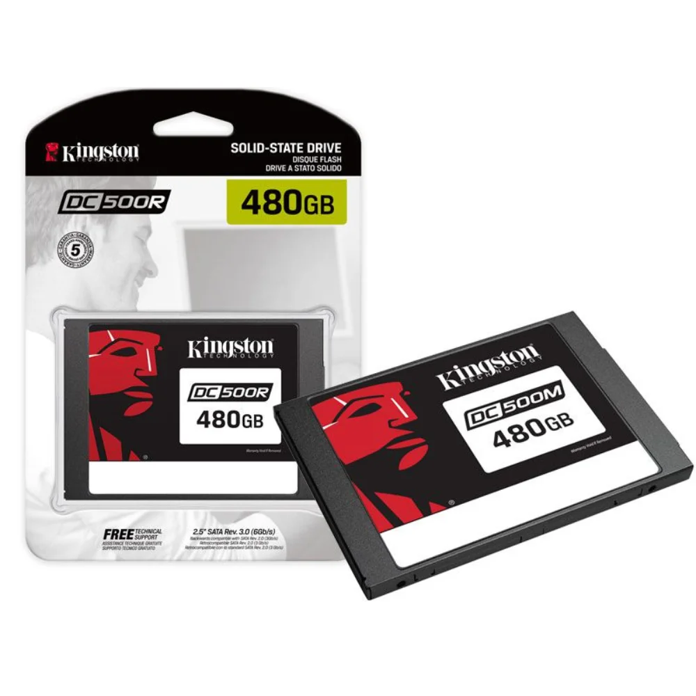 Ssd Para Servidor Kingston 2.5" Dc500r, 480GB,  Leituras 555MB/s, Gravação 520MB/s, Sata III 6GB/s
