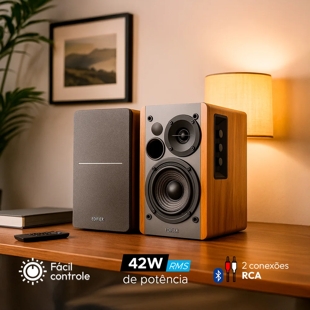 Caixa de som Bluetooth 42W RMS para casa e