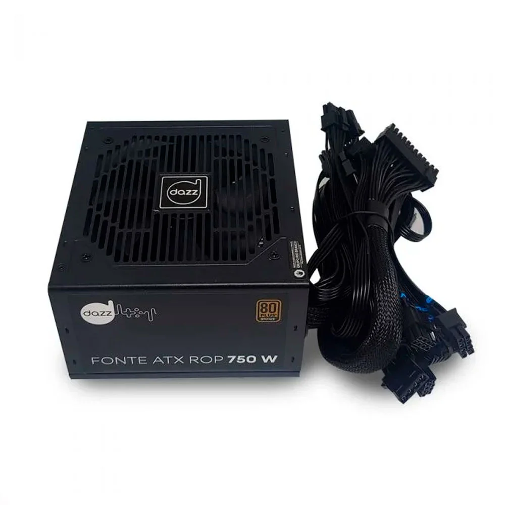 Fonte Dazz Gamer ATX, 750W Real, 80 Plus Bronze, PFC Ativo Fonte Dazz Gamer ATX, 750W Real, 80 Plus Bronze, PFC Ativo