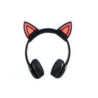 Fone De Ouvido XLS Se-6126, Orelha Gato Led C/fio Preto Rosa