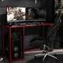 Mesa Gamer Politorno Singapura Preto e Vermelho, 1 Nicho, Peso Suportado Até 10Kg no Tampo