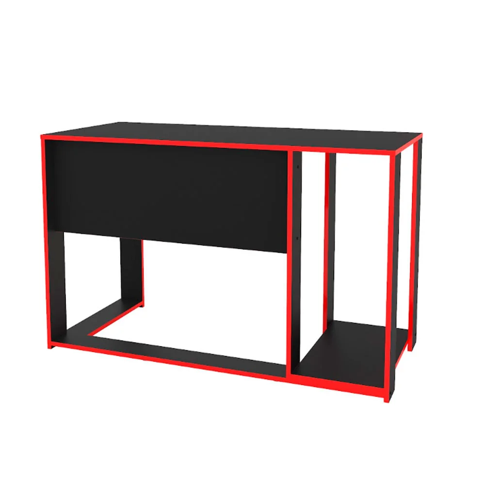 Mesa Gamer Politorno Singapura Preto e Vermelho, 1 Nicho, Peso Suportado Até 10Kg no Tampo Mesa Gamer Politorno Singapura Preto e Vermelho, 1 Nicho, Peso Suportado Até 10Kg no Tampo