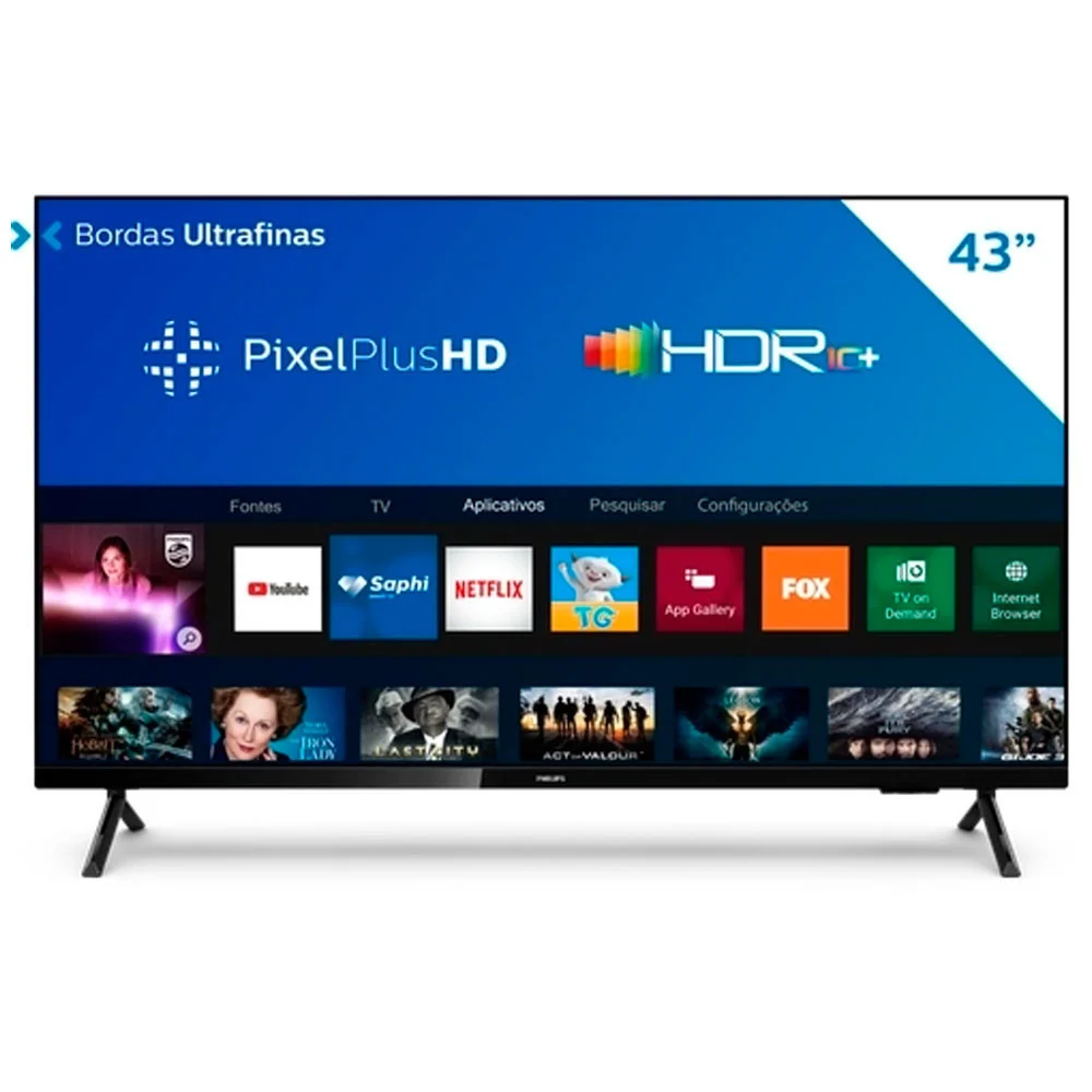 Smart TV Philips 43 Polegadas Full HD, 3 HDMI, 2 USB, Wi-Fi, HDR - 43PFG6825/78