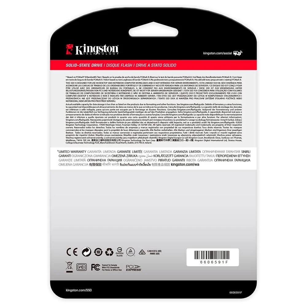Ssd 2TB Kingston Nv1, M.2 2280, Nvme Pcie 3.0 X4, Leitura 2100MB/s, Gravação 1700MB/s - Snvs/2000g