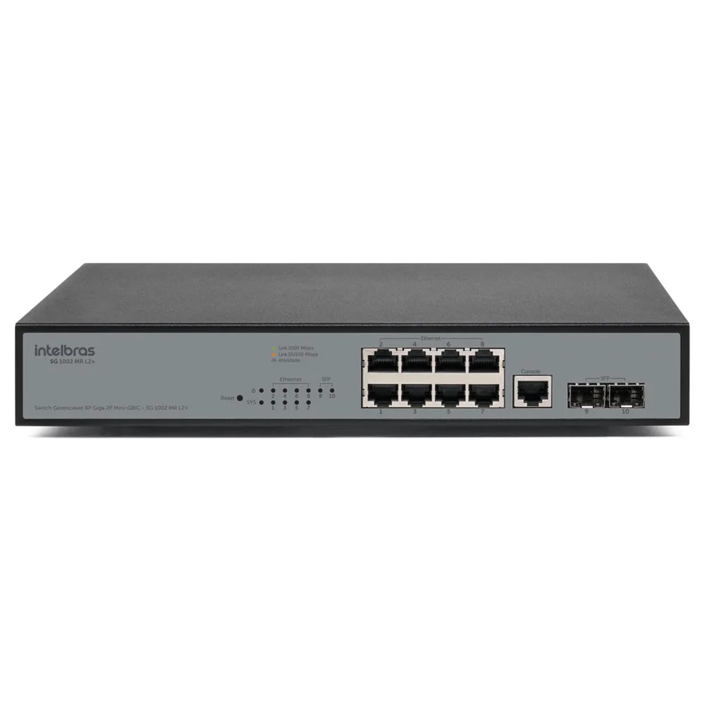Switch 08 Portas, Intelbras, Sg1002mr, Giga, Ger2p, Mgbic, 4760041