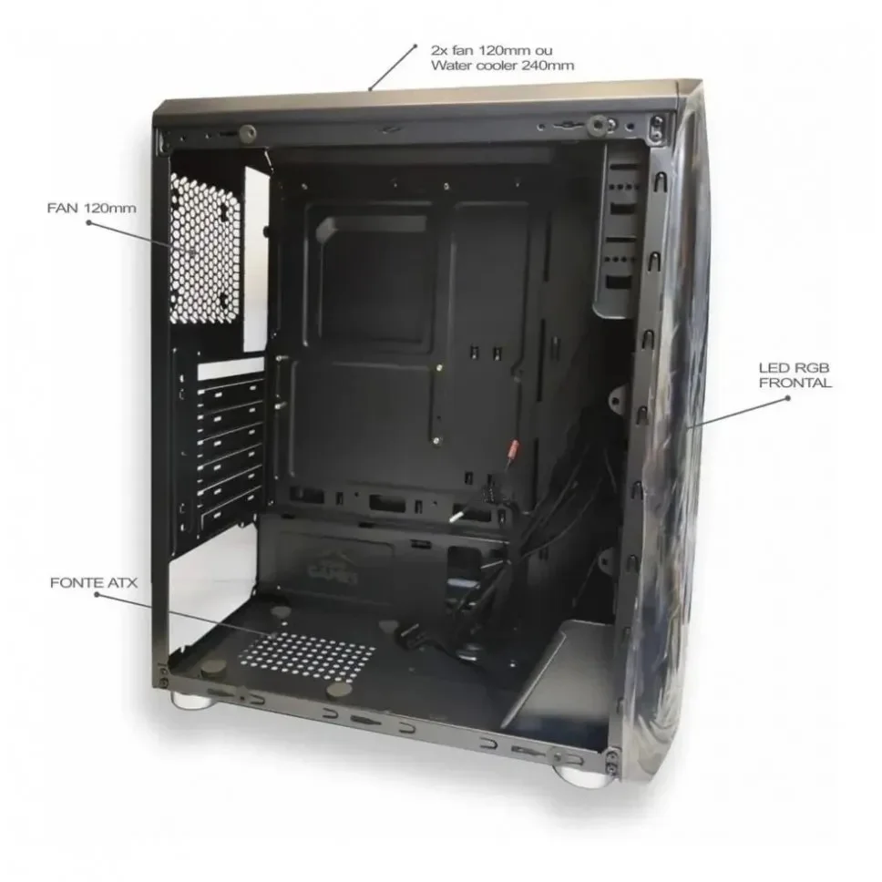 Gabinete Hayom Gamer Lateral Vidro Rgb Gb1700