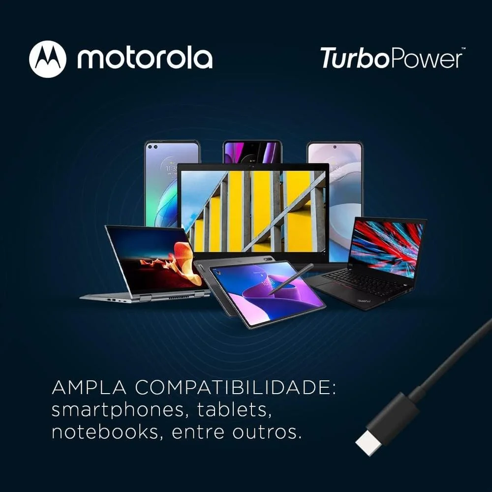 Cabo Tipo-c Motorola Acabamento Cordão 1,5m - Preto