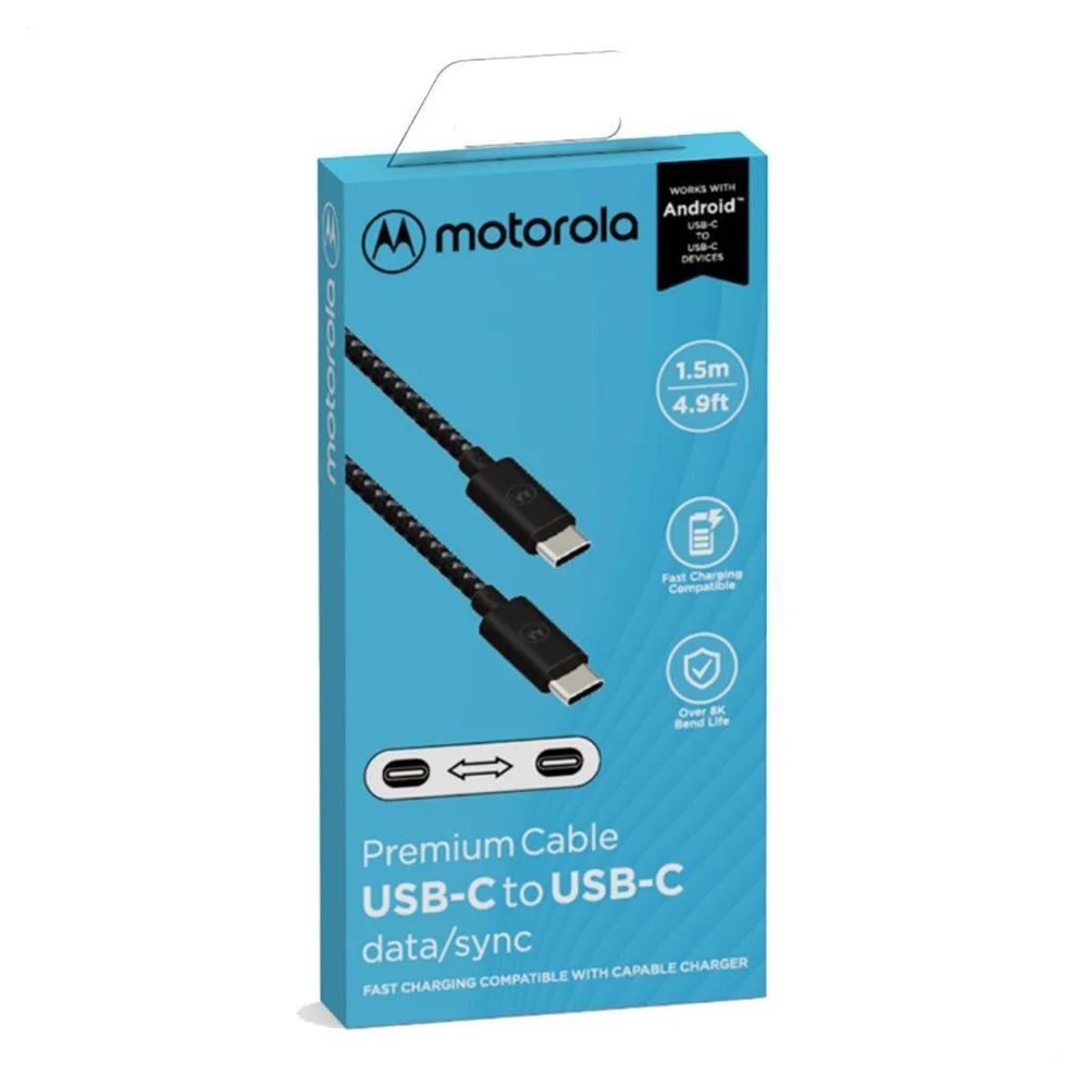 Cabo Tipo-c Motorola Acabamento Cordão 1,5m - Preto