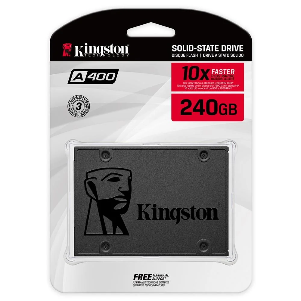 SSD Kingston A400 240GB 2.5 polegadas, Sata Iii, Leitura 500MB/S, Gravação 350MB/S - Sa400s37/240g
