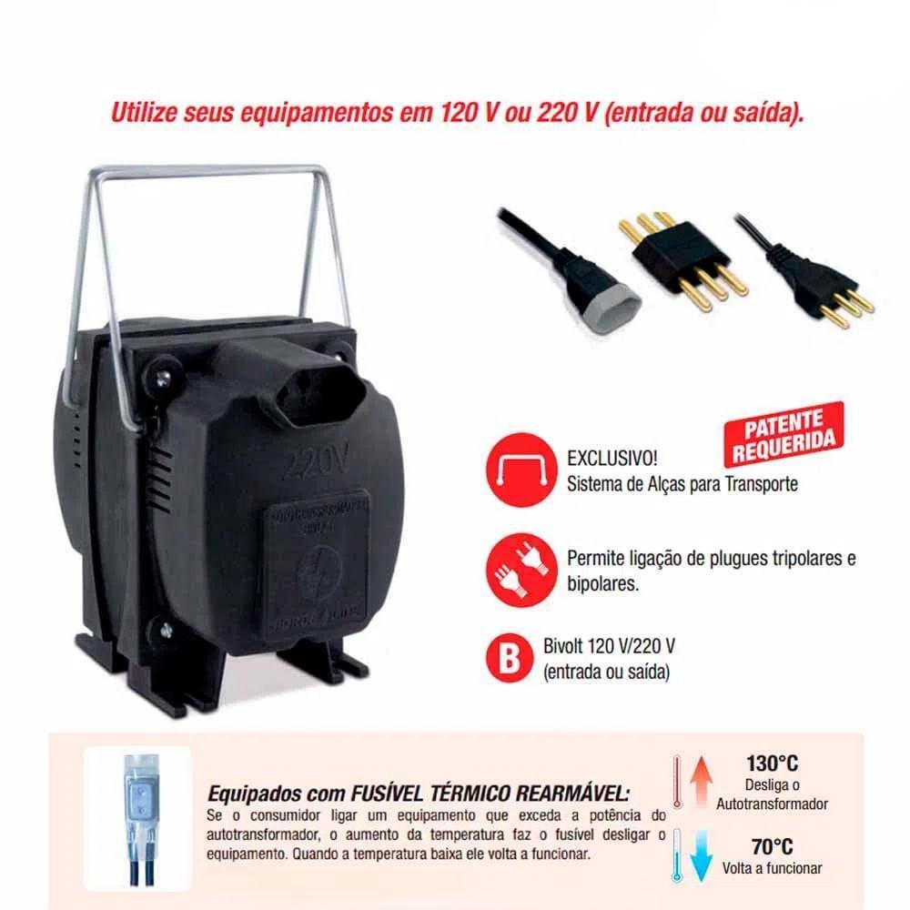 Autotransformador 750va Forceline 291 - 110v Para 220v Ou 220v Para 110v