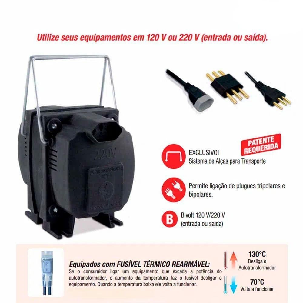 Autotransformador 750va Forceline 291 - 110v Para 220v Ou 220v Para 110v
