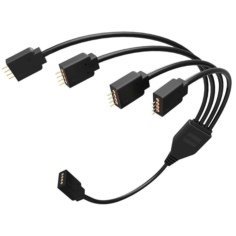 Cabo Divisor Akasa - 1 Conector Para 4 Conectores Rgb - 50cm - Ak-cbld04-50bk