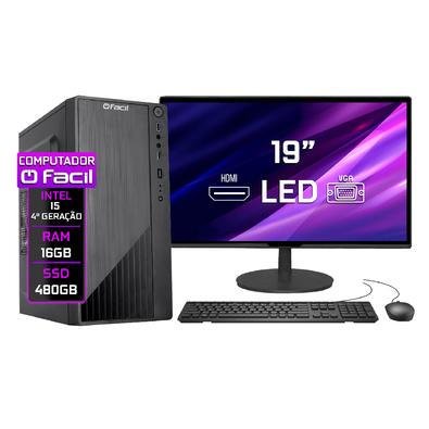 PC Fácil I5 4 Gen 16GB SSD 480GB Monitor 19 LED