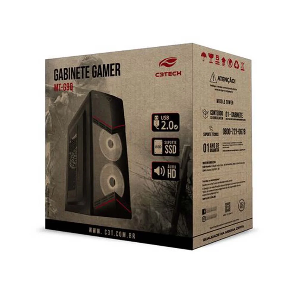 Gabinete Gamer Mt-g90 Sem Fonte Atx, Itx, Micro Atx C3tech Gabinete Gamer Mt-g90 Sem Fonte Atx, Itx, Micro Atx C3tech