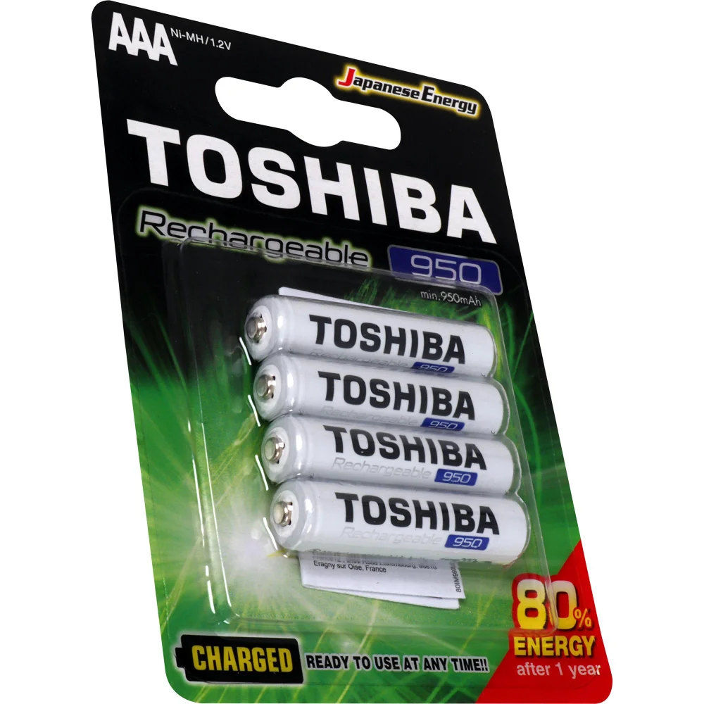 Pilha Recarregável Aaa Toshiba, 1.2v 950mah, Tnh3gae, cartela Com 4 Unid.