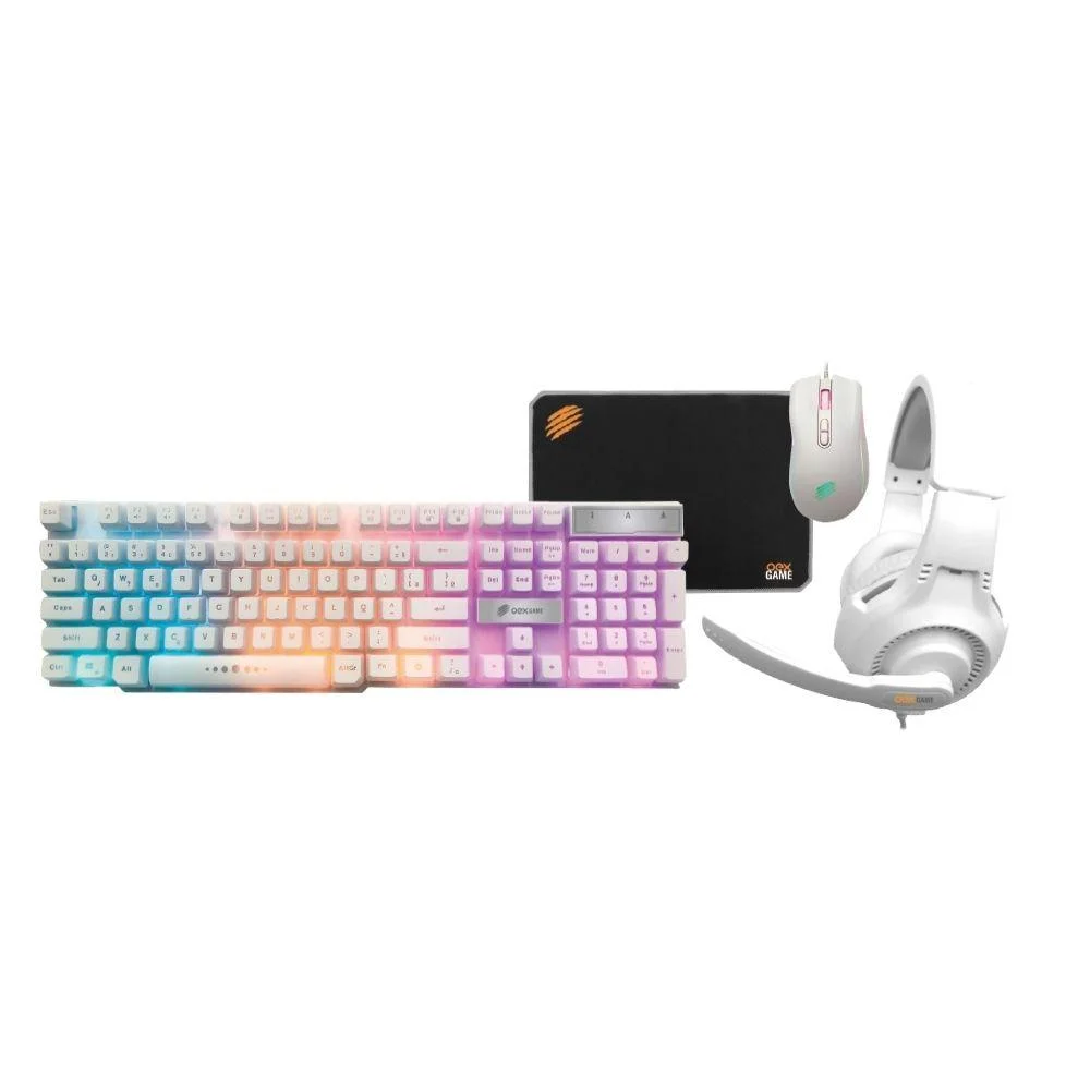 Kit Gamer OEX Tm306 Thunder 4 Em 1 Branco KaBuM