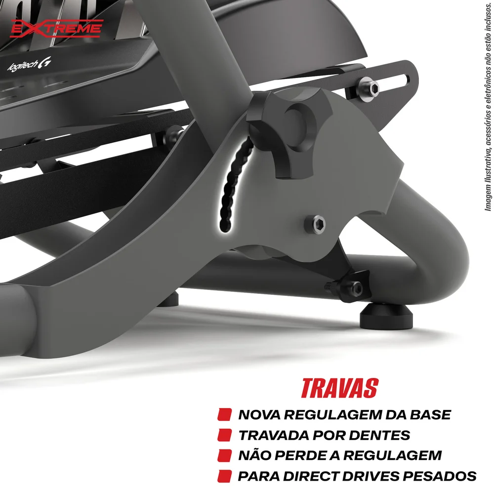Cockpit Simulador, Extreme Simracing,  Suporte Para Volante SGT, Ajuste de Altura, Cinza