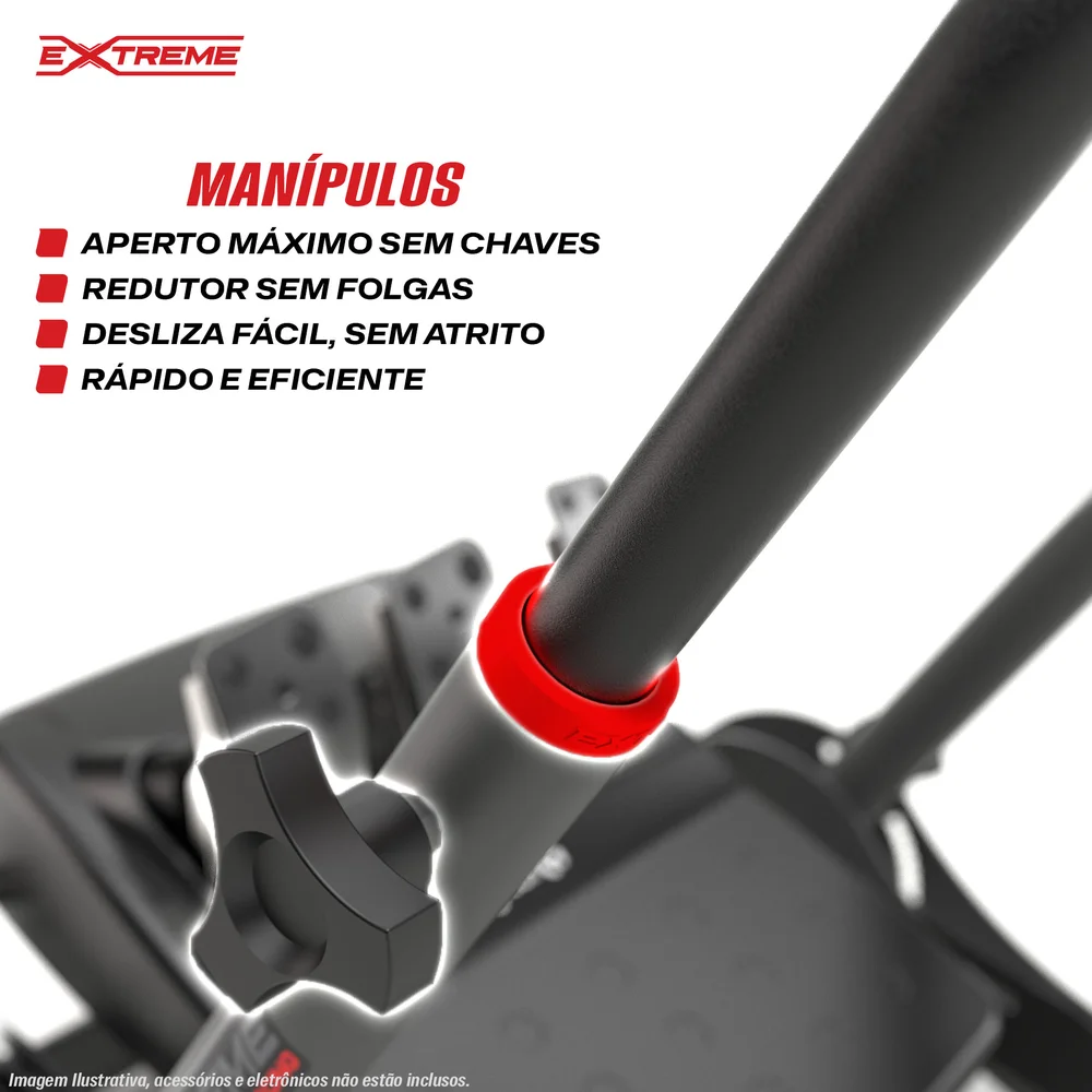 Cockpit Simulador, Extreme Simracing,  Suporte Para Volante SGT, Ajuste de Altura, Cinza